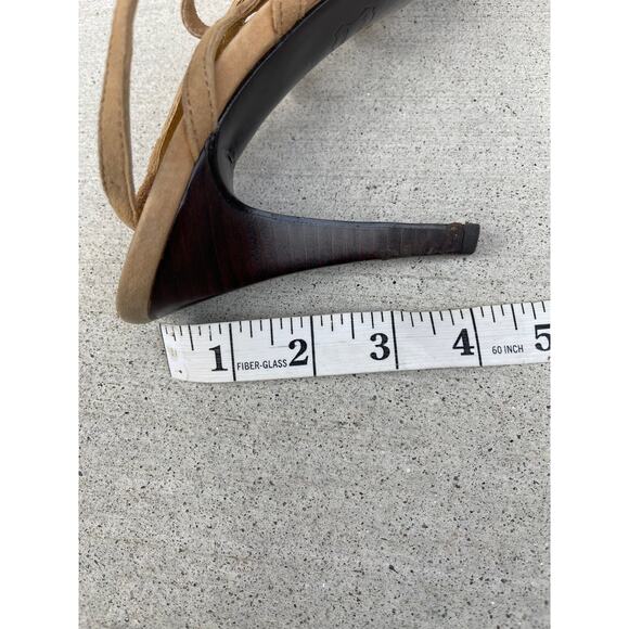 DVF Diane Von Furstenberg Nude Strappy Suede Open Toe Heels size 10 - Picture 6 of 11
